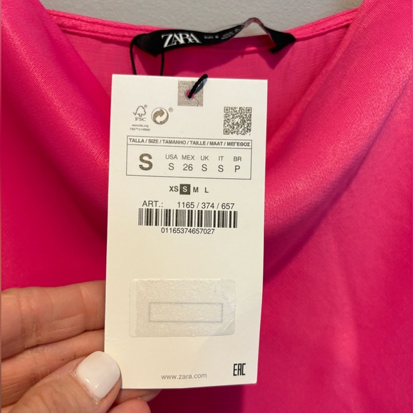 Women's Zara Satin Pink Cropped Tank Top - Size Small NWT adjustable str… - Picture 7 of 10